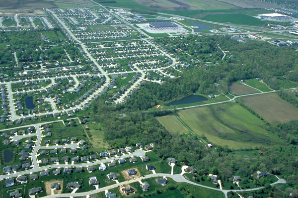 Looking south toward Meijer and Wal-Mart in eastern Tippecanoe Co., IN.